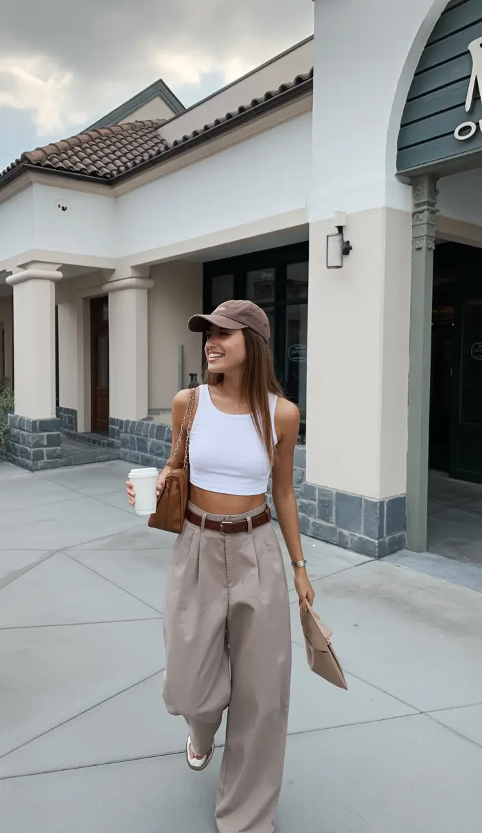 stylish spring outfits with tops 2026 Relaxed Street Neutrals With a Bright White Base