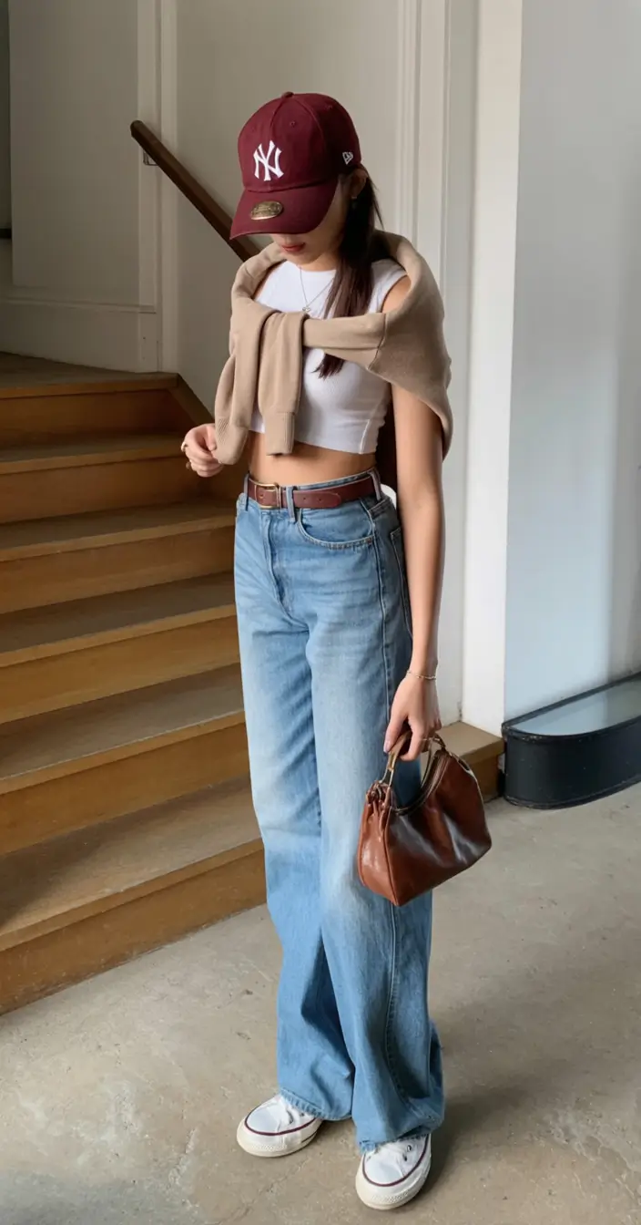 stylish spring outfits with tops 2026 Casual Spring Layers With Warm Baseball Accents