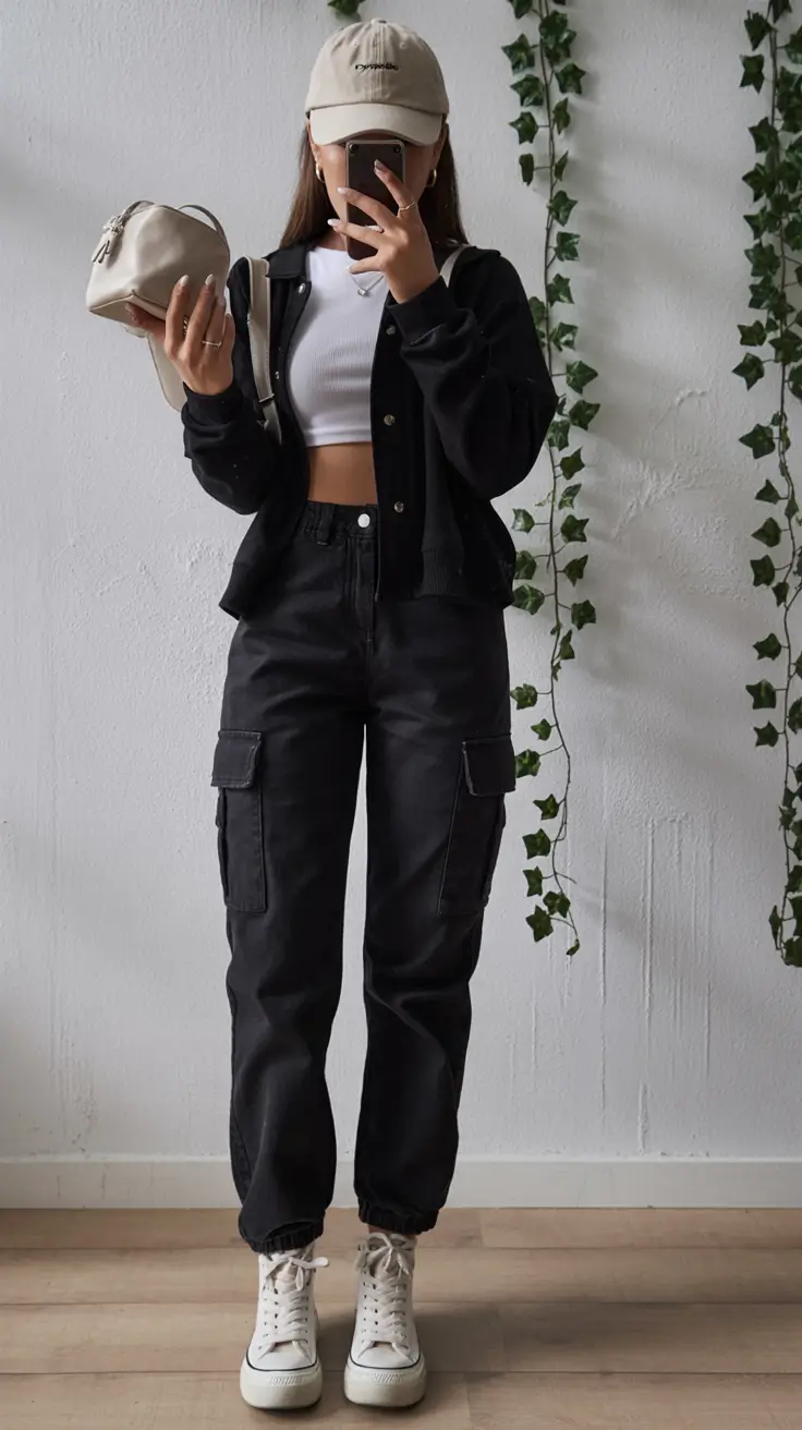 stylish spring outfits with tops 2026 Sporty Streetwear With Monochrome Contrast