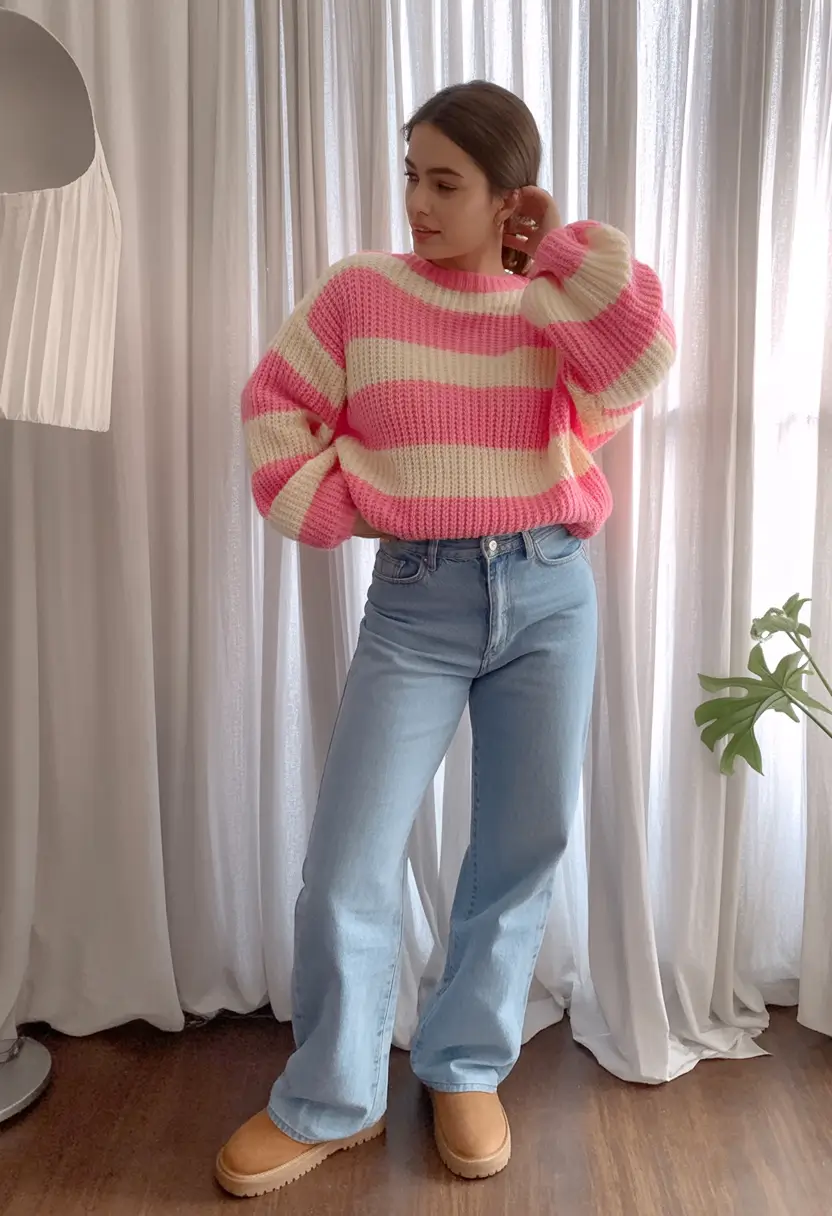 trending spring outfit for Wednesday 2026 Soft Stripes and Light Denim for a Sweet Midweek Brightness