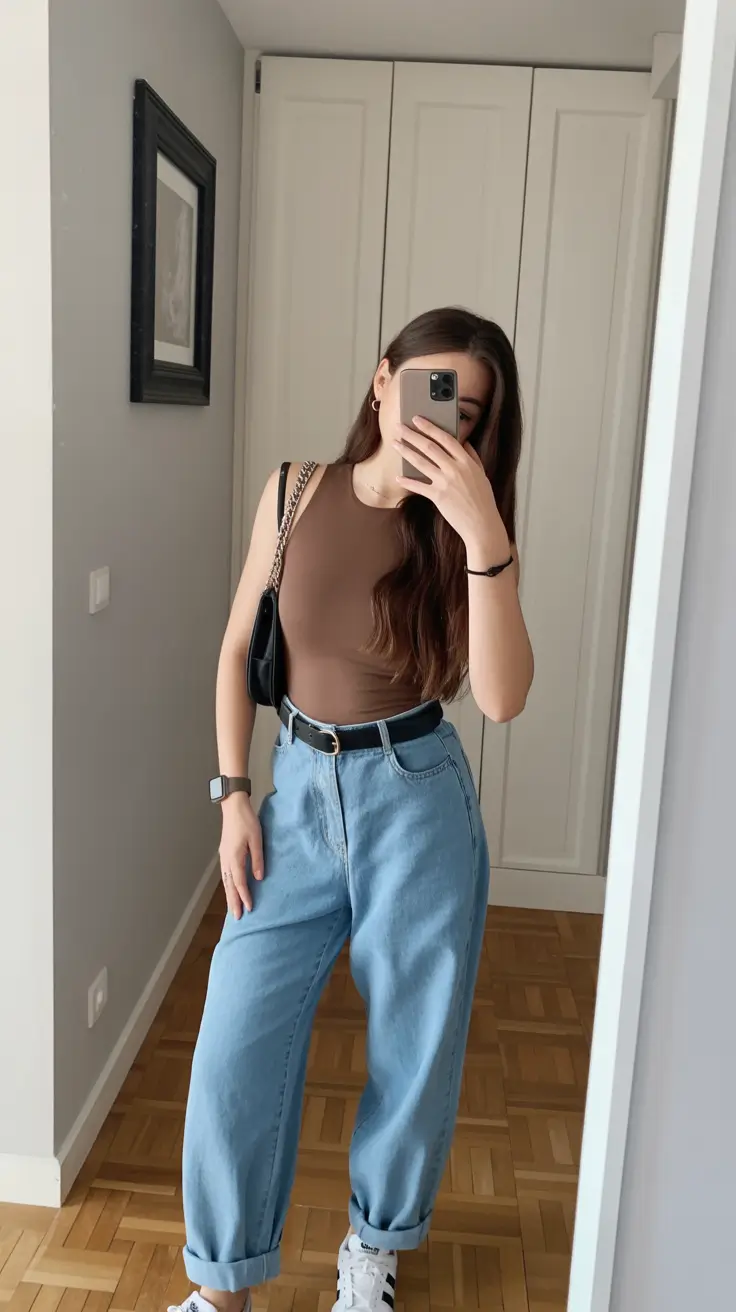 trending spring outfit for Wednesday 2026 Warm Neutrals and Relaxed Denim for a Calm Midweek Flow