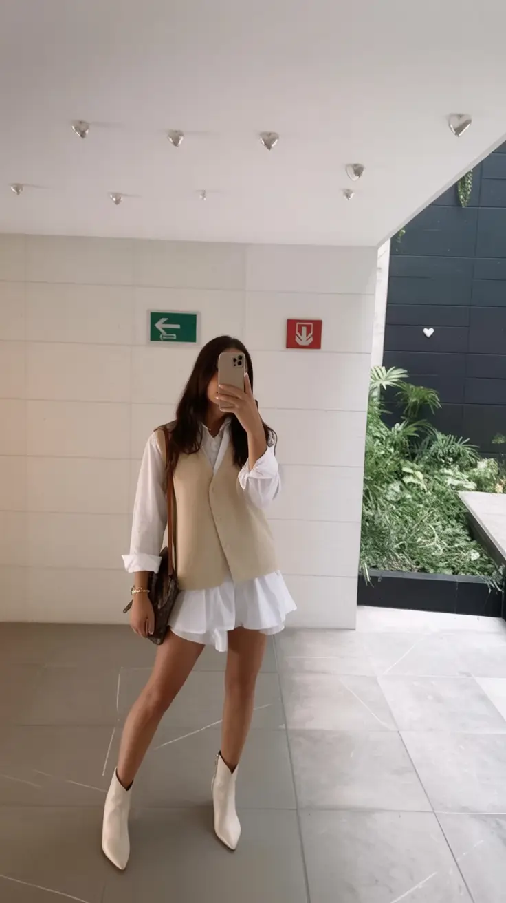 trending spring outfit for Wednesday 2026 Crisp Layers and Soft Beige for a Light Wednesday Lift