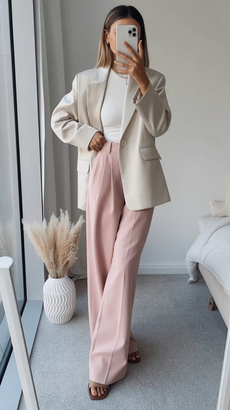 trending spring outfit for Wednesday 2026 Soft Tailoring and Pastel Trousers for a Polished Wednesday Moment