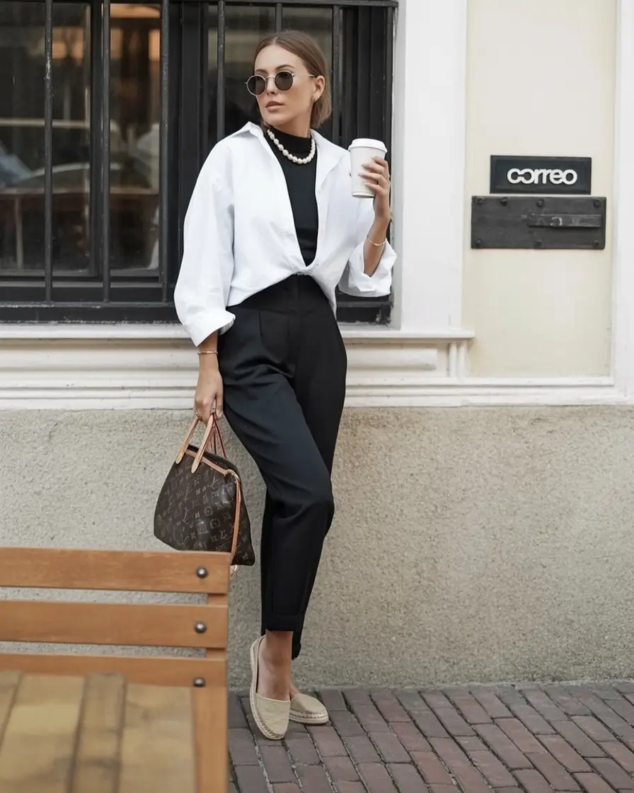 trending spring outfit for Wednesday 2026 Classic Monochrome Layers for a Refined Midweek Mood