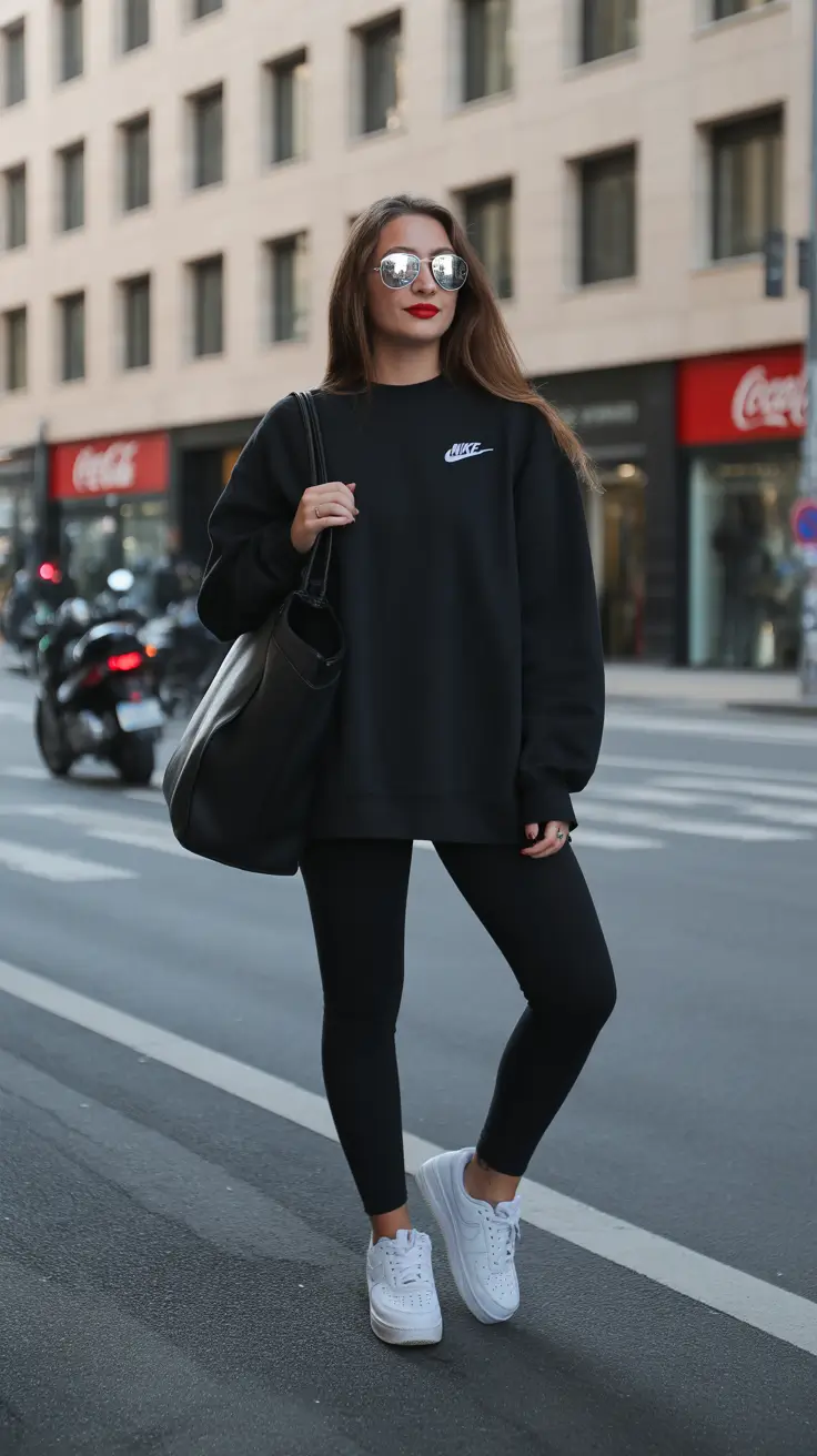 spring athleisure outfits 2026 Bold Black Modern Ease