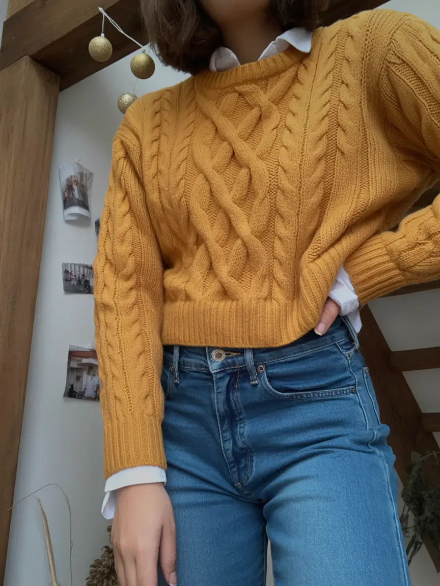 vibrant early spring outfits 2026 Warm Golden Knits with Classic Spring Structure