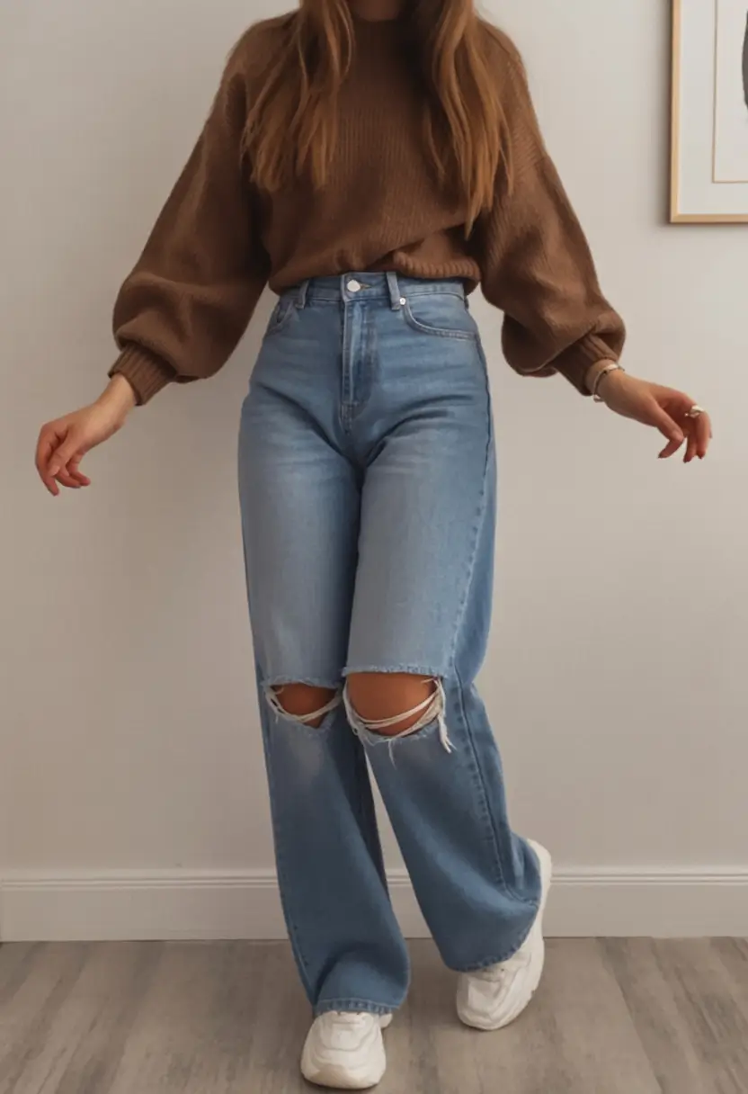 vibrant early spring outfits 2026 Soft Neutrals with Relaxed Distressed Denim