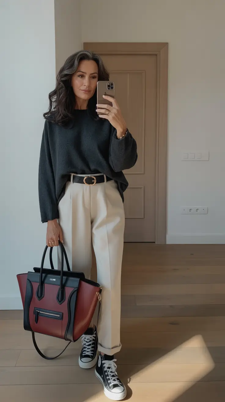 vibrant spring outfits for women over 40 2026 Casual Tailoring with a Touch of Urban Ease