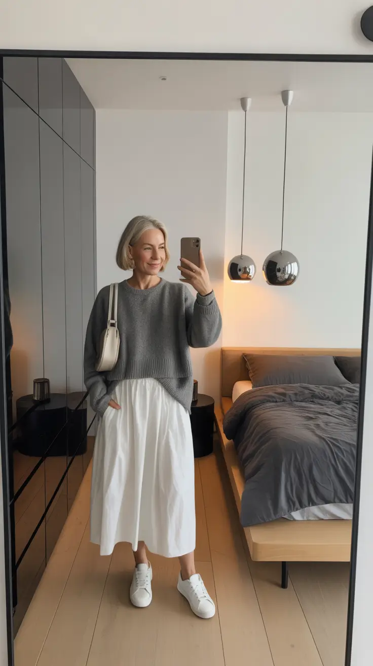 vibrant spring outfits for women over 40 2026 Soft Contrast with a Lighthearted Spring Ease