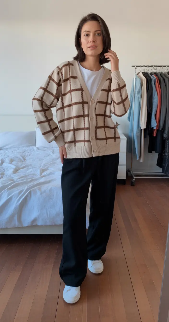 vibrant spring outfits for women over 40 2026 Soft Check Patterns with Relaxed Spring Ease