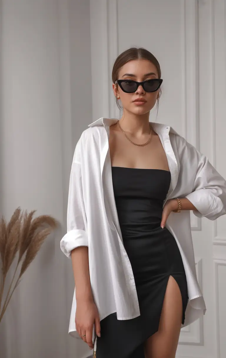 adorable spring dress outfits 2026 Chic monochrome elegance with a tailored twist