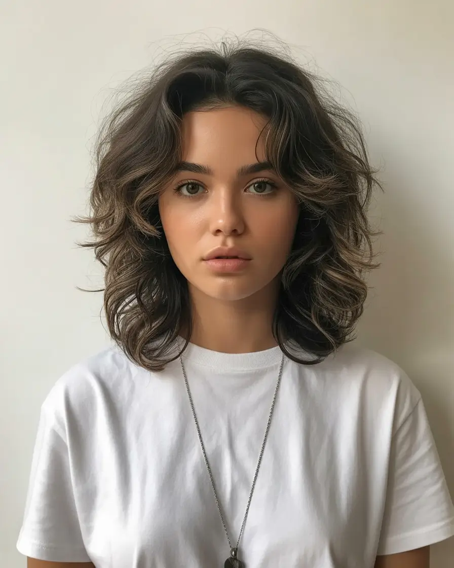 best spring haircuts for heart face shape 2026 Curly Layered Medium Cut with Natural Volume