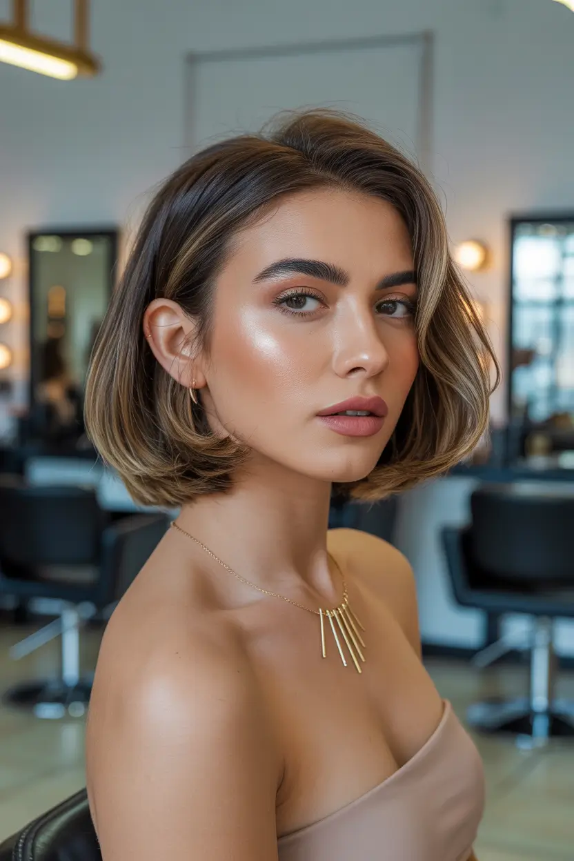 best spring haircuts for heart face shape 2026 Polished Medium Bob with Subtle Under Curve