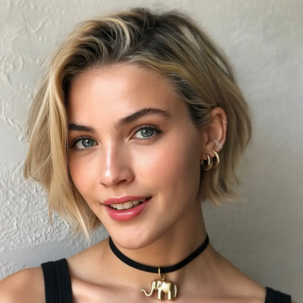 best spring haircuts for heart face shape 2026 Side Parted Short Blonde Crop