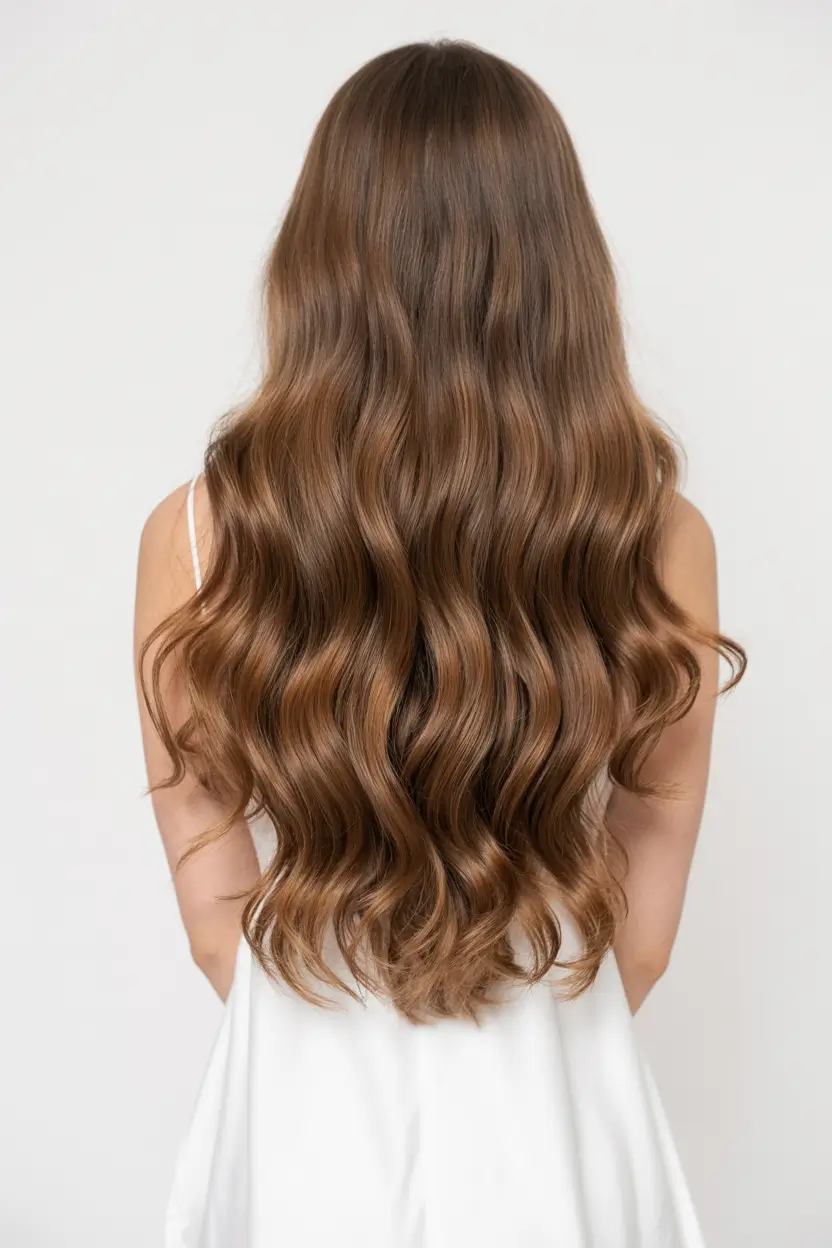 best spring long haircuts trends 2026 Extra long soft waves with blended caramel tone