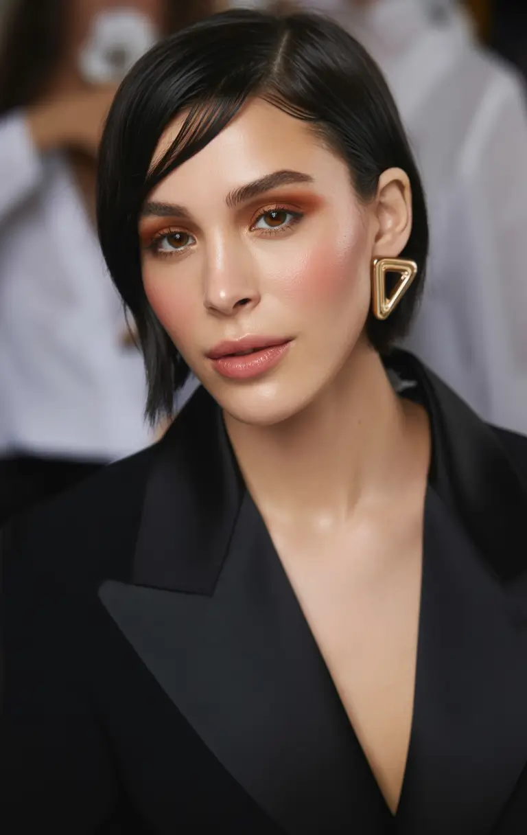 best spring short haircuts ideas 2026 Asymmetrical sleek short bob with deep side sweep