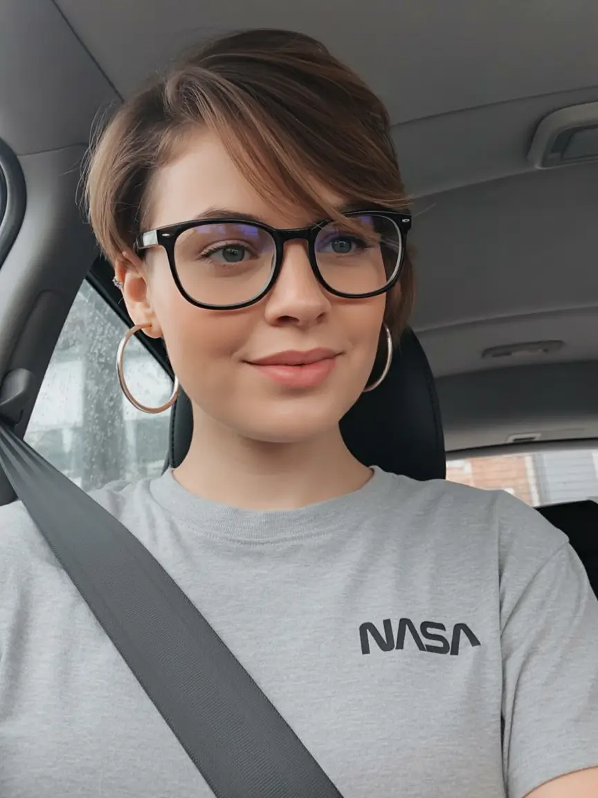 best spring short haircuts ideas 2026 Side swept short crop with volume for glasses wearers