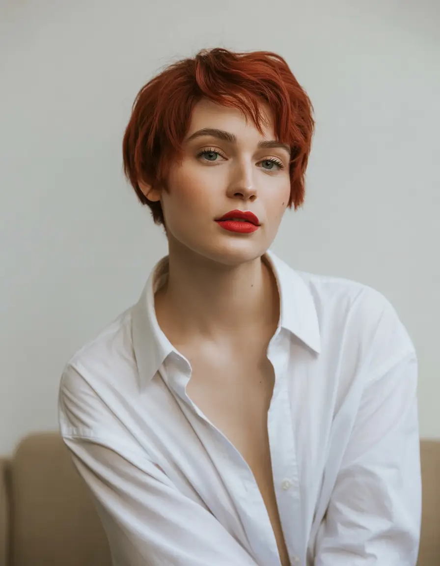 best spring short haircuts ideas 2026 Textured copper pixie with playful micro layers