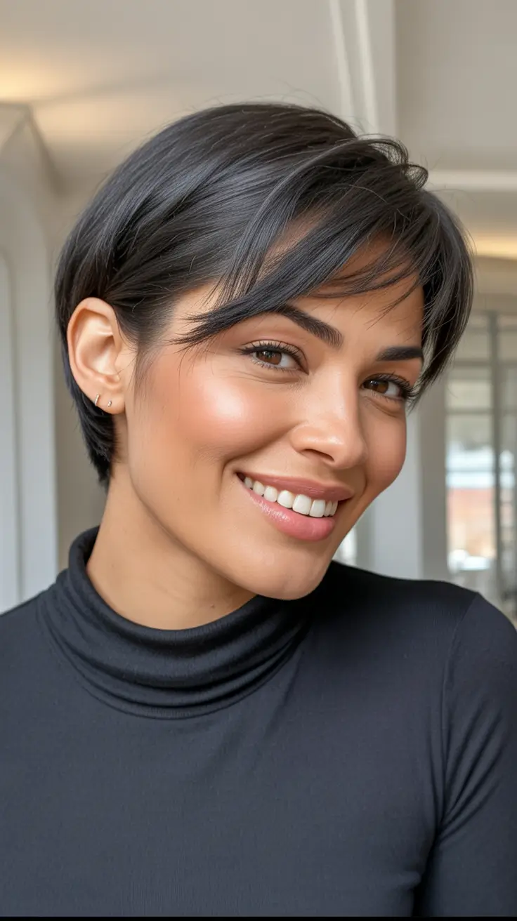 best spring short haircuts ideas 2026 Classic sleek pixie crop with side fringe