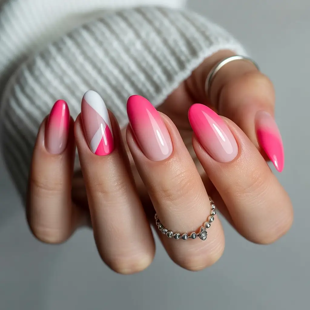bold spring nails pink 2026 Pink Ombre with Soft White Fade