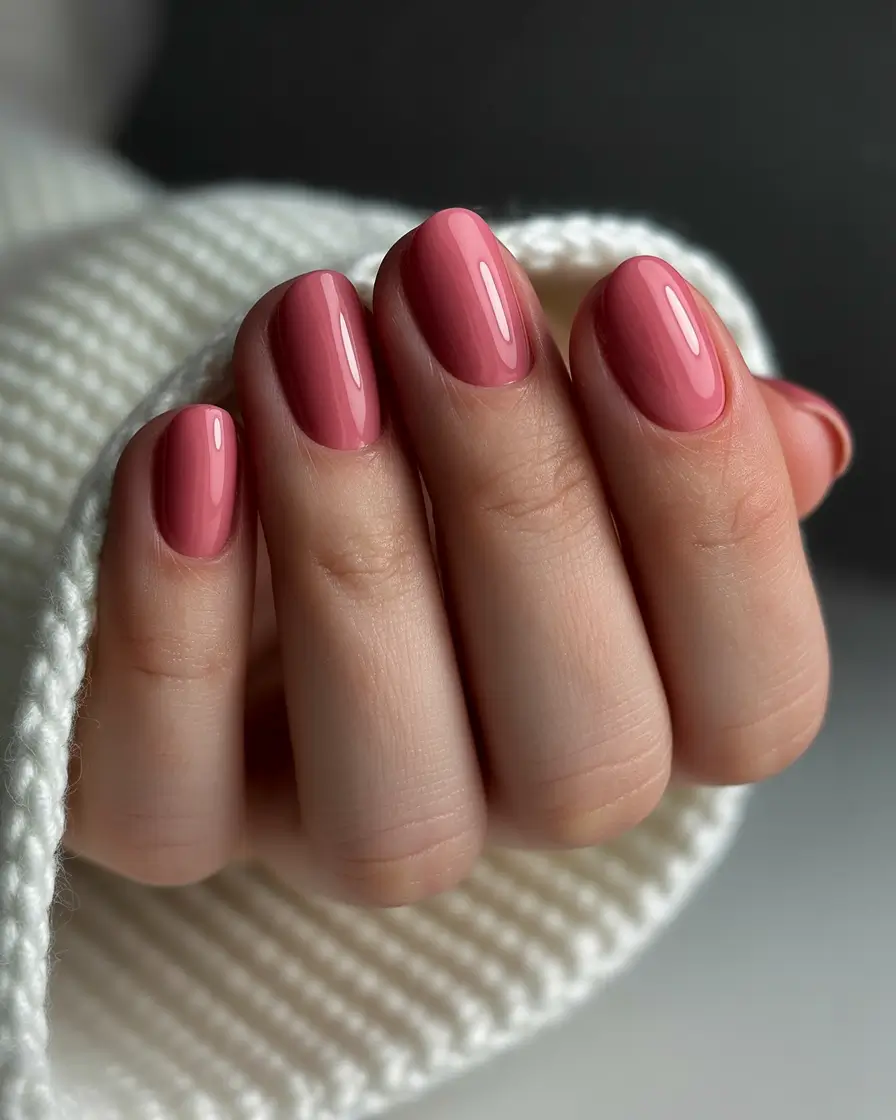 bold spring nails pink 2026 Dusty Rose Gloss for a Sophisticated Mood