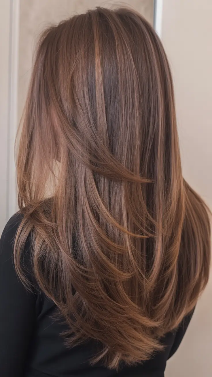 chic spring brown hair color 2026 Layered Mocha Brown With Dimensional Lift