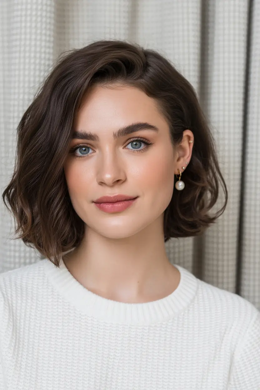 chic spring brown hair color 2026 Natural Cocoa Bob With Soft Spring Lift