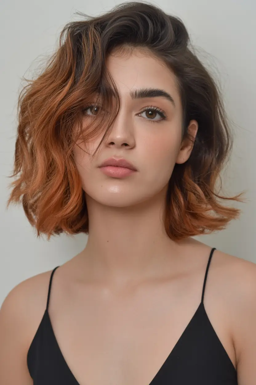 chic spring fox hair color 2026 Soft Dark to Fox Melt on Short Hair