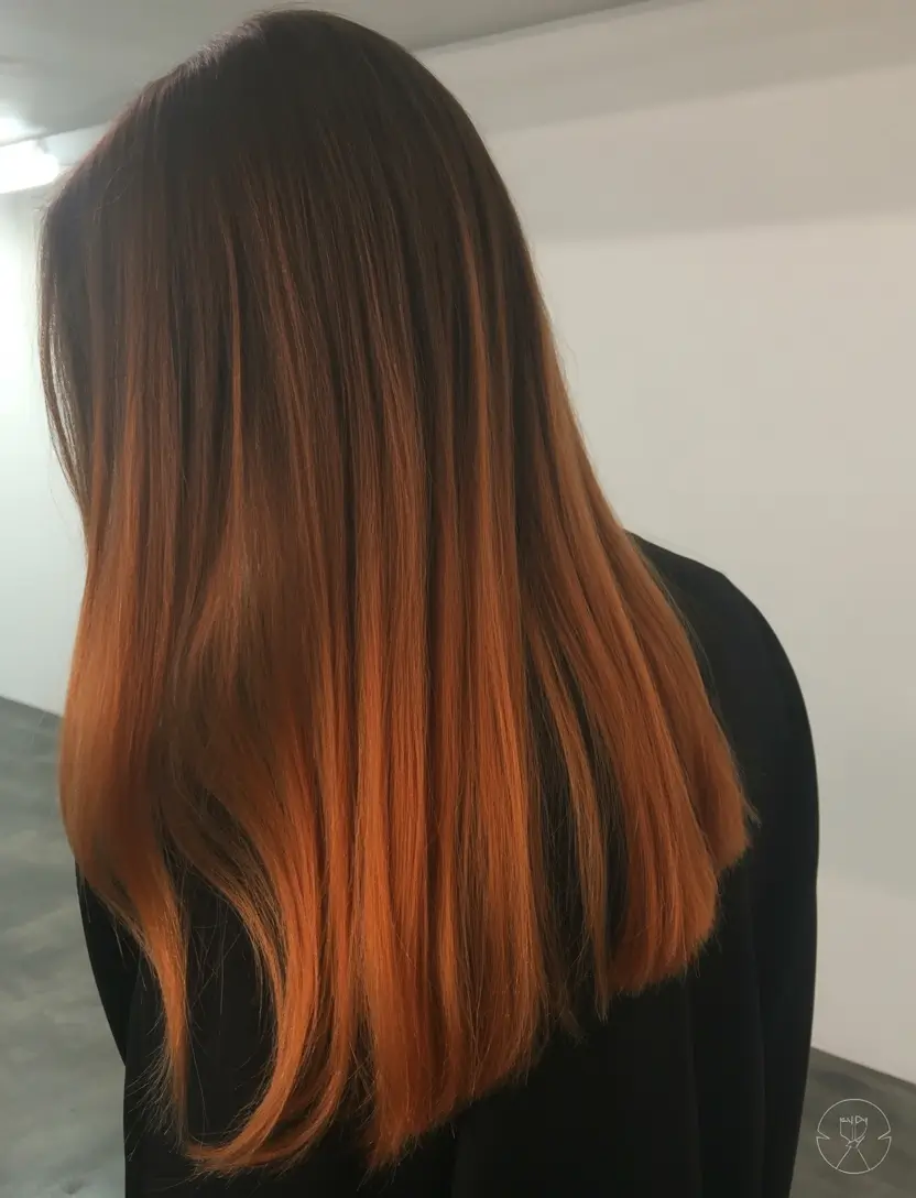 chic spring fox hair color 2026 Long Layered Fox Melt on Deep Brunette