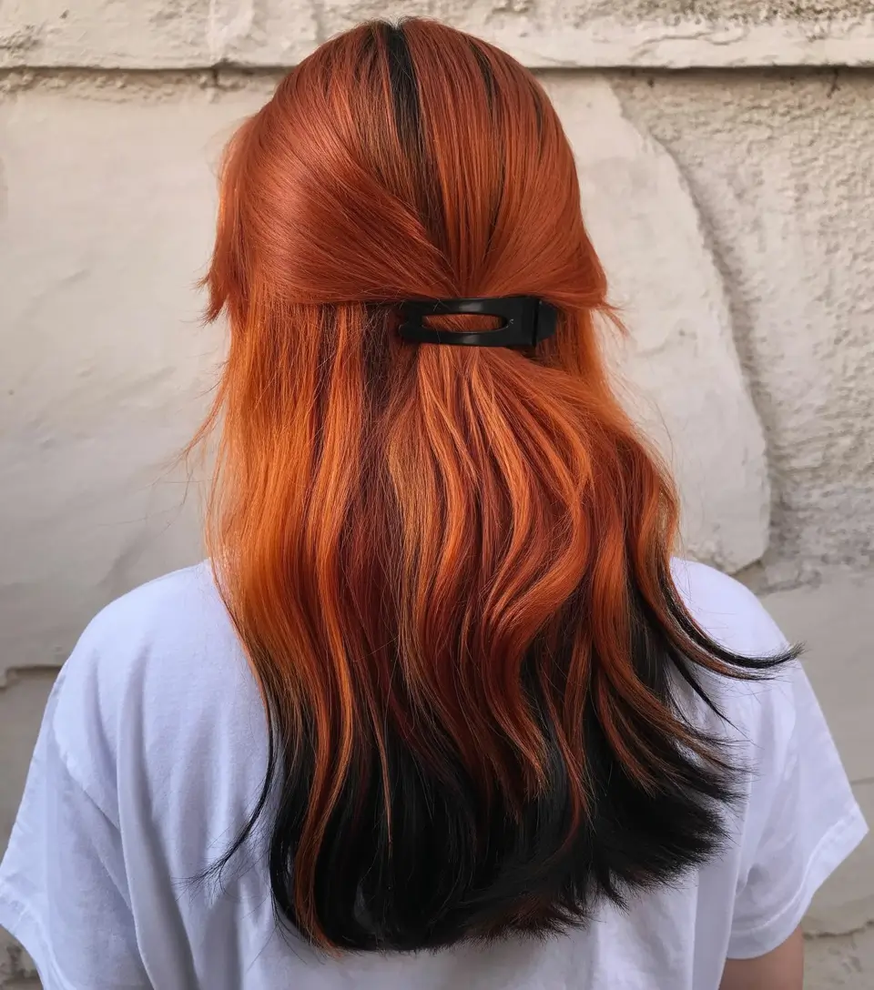 chic spring fox hair color 2026 Reverse Fox Melt on Black Hair