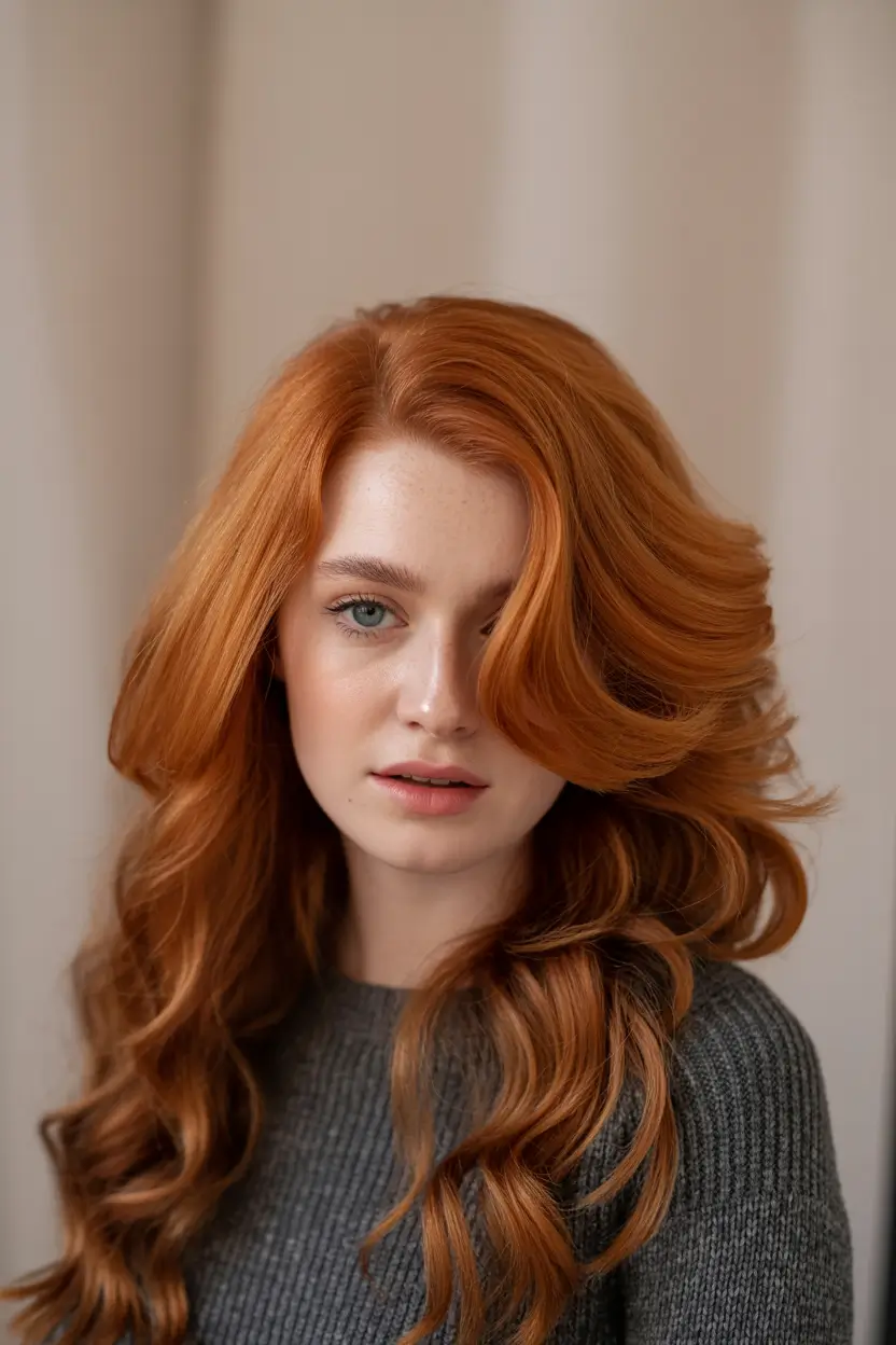 chic spring fox hair color 2026 Voluminous Ginger Fox with Retro Spring Energy