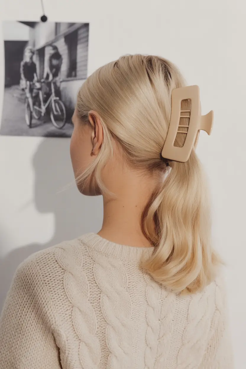 chic spring hair color for warm skin tone 2026 Soft Vanilla Blonde Clip In Pony