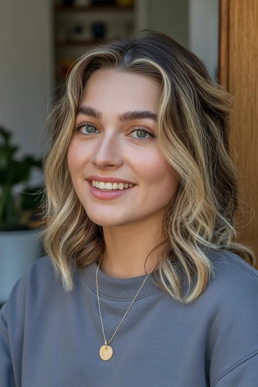 chic spring honey blonde hair color 2026 Short Wavy Honey Blonde with Modern Contrast