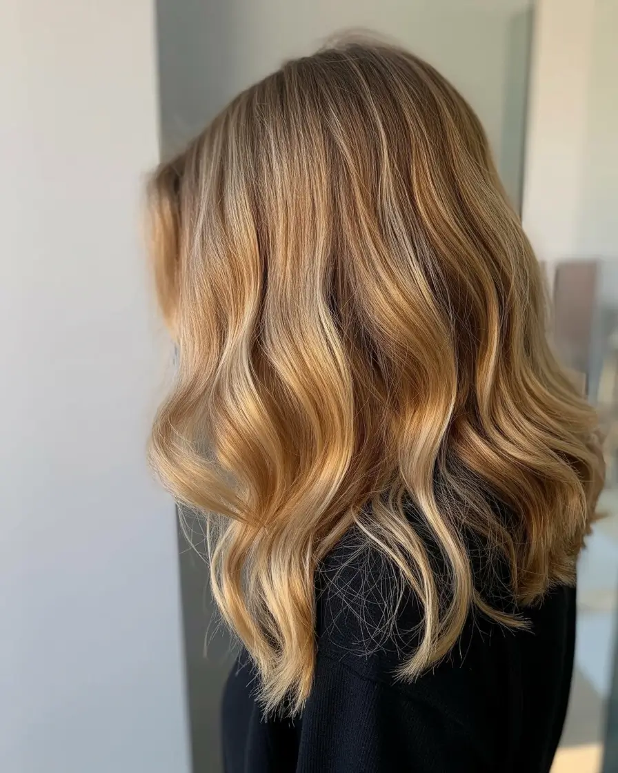 chic spring honey blonde hair color 2026 Golden Caramel Honey Blend