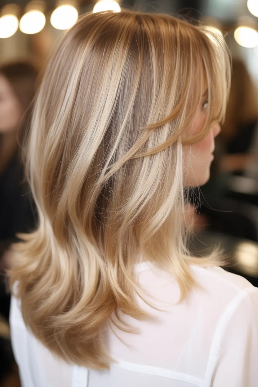 chic spring honey blonde hair color 2026 Bright Honey Blonde Layers