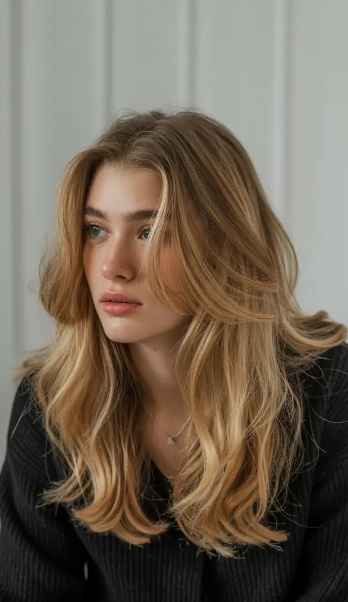 chic spring honey blonde hair color 2026 Golden Honey Layers with Natural Depth