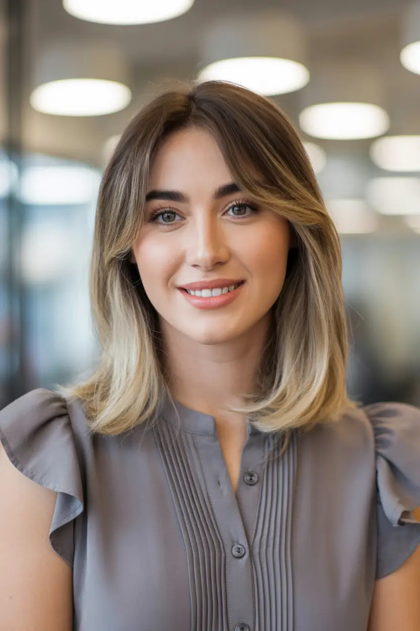 chic spring mom haircuts 2026 Layered collarbone lob with soft curtain movement