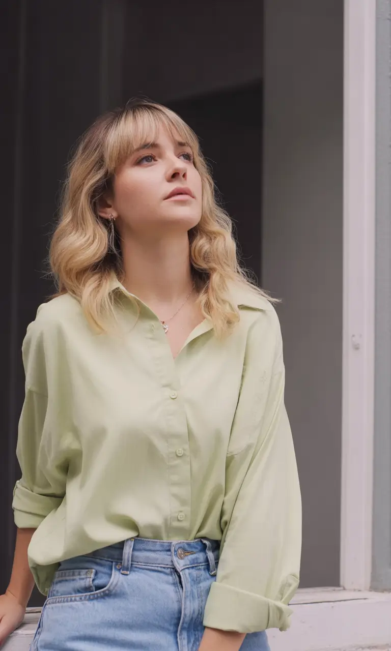 chic spring mom haircuts 2026 Soft spring shag with curtain bangs and natural wave