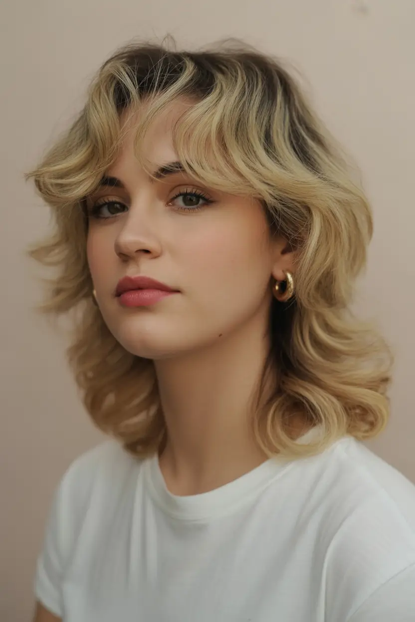 chic spring shag haircuts 2026 Soft Curly Medium Shag With Rounded Volume Shape