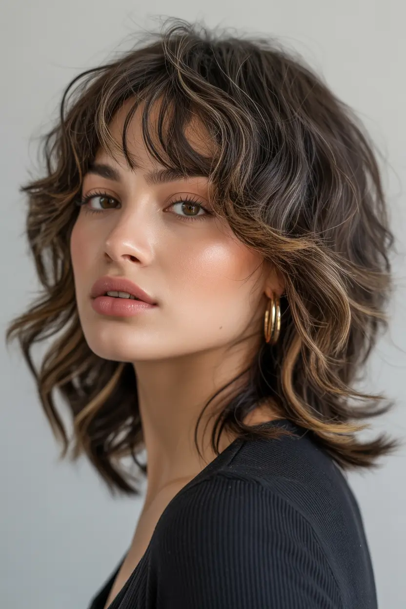 chic spring shag haircuts 2026 Edgy Textured Shag With Choppy Bangs And Alt Energy