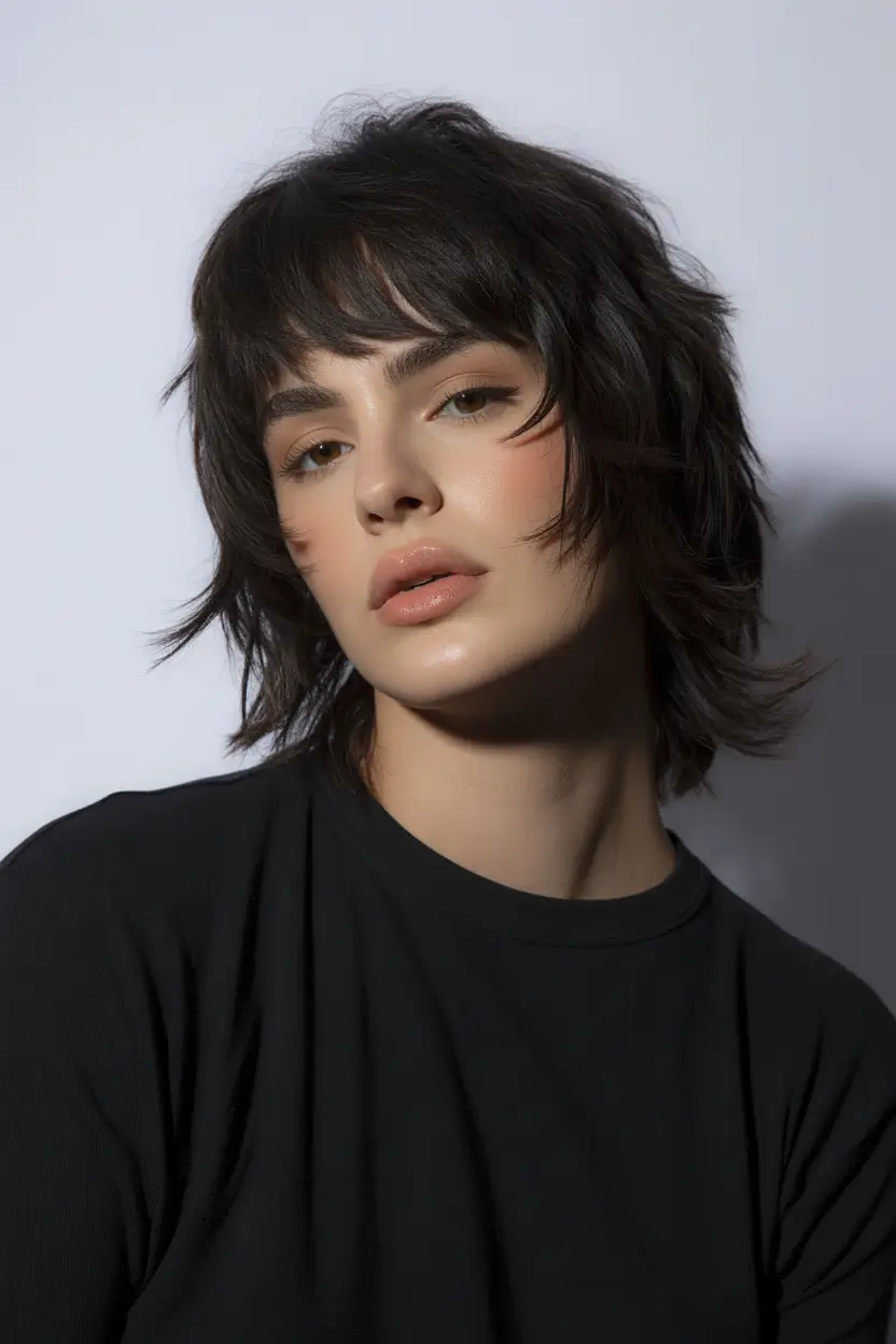 chic spring shag haircuts 2026 Short Curly Shag With Rounded Texture And Soft Fringe