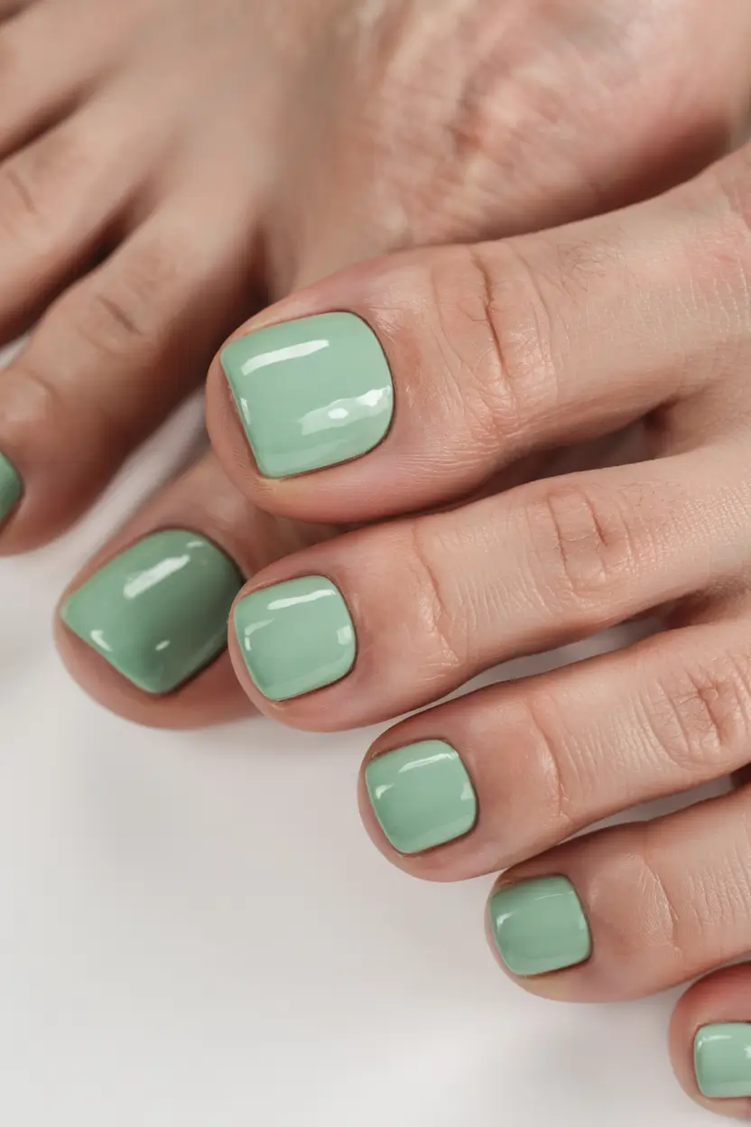 creative spring toe nails 2026 Mint Green Minimalism for Fresh Spring Energy