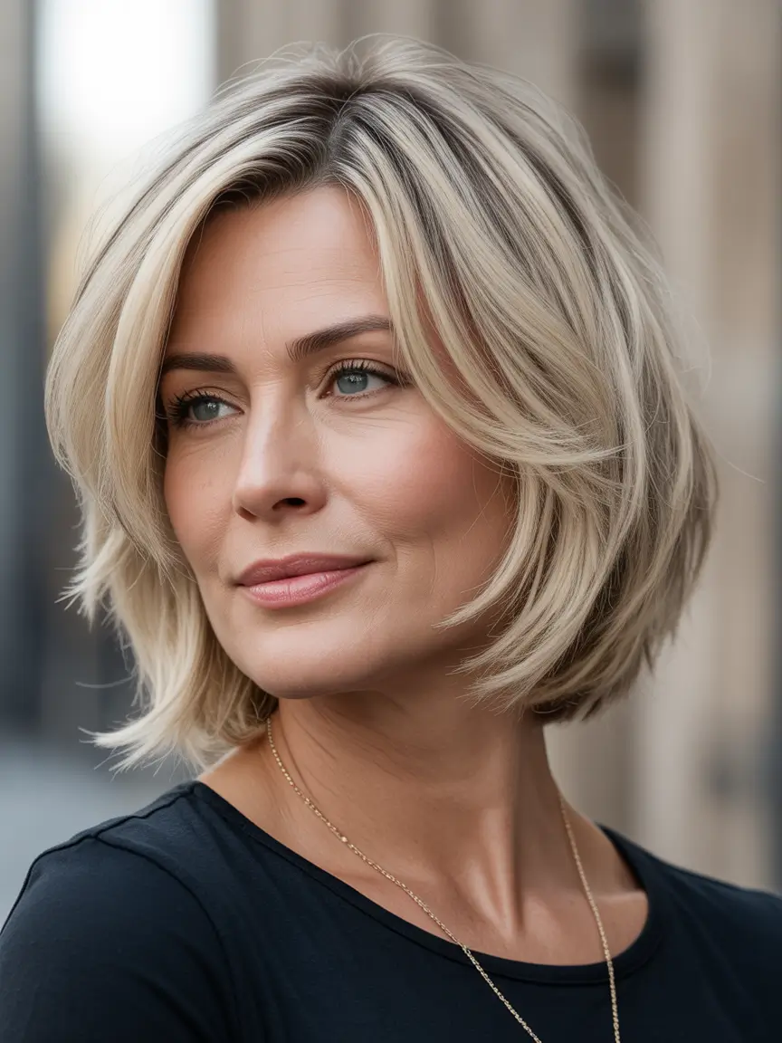 cute spring haircuts for women over 40 2026 Soft tousled blonde bob with natural spring lift