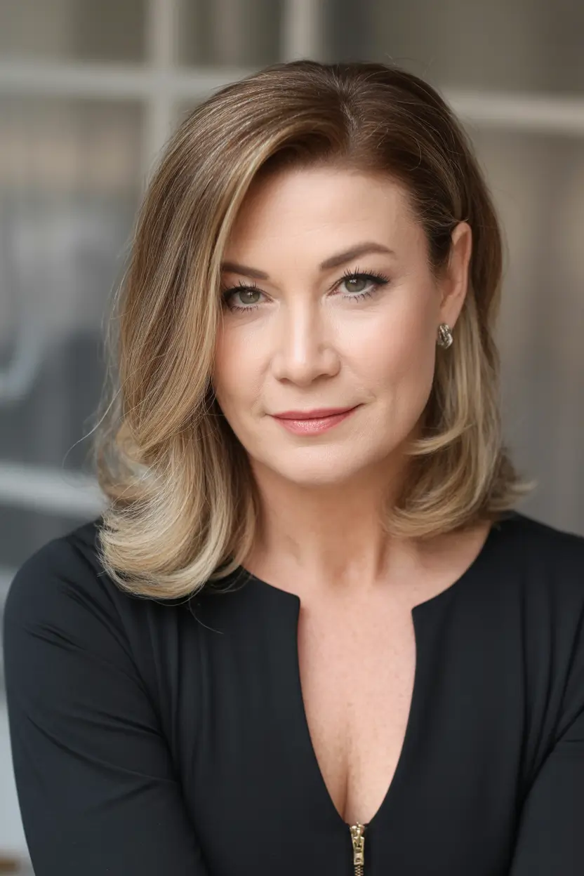 cute spring haircuts for women over 40 2026 Sleek honey blonde lob with smooth polished ends