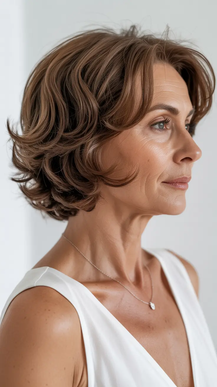 cute spring haircuts for women over 50 2026 Layered Spring Bob with Soft Flipped Ends