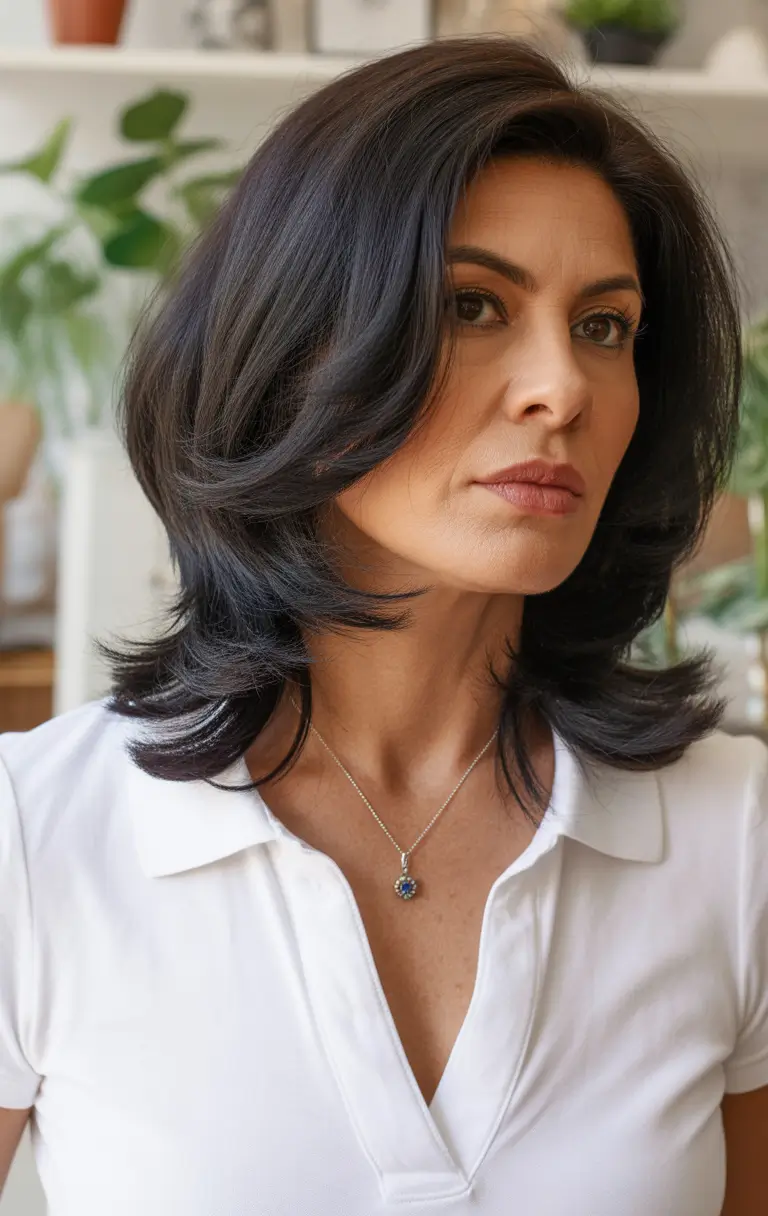 cute spring haircuts for women over 50 2026 Voluminous Layered Shag Inspired Blowout