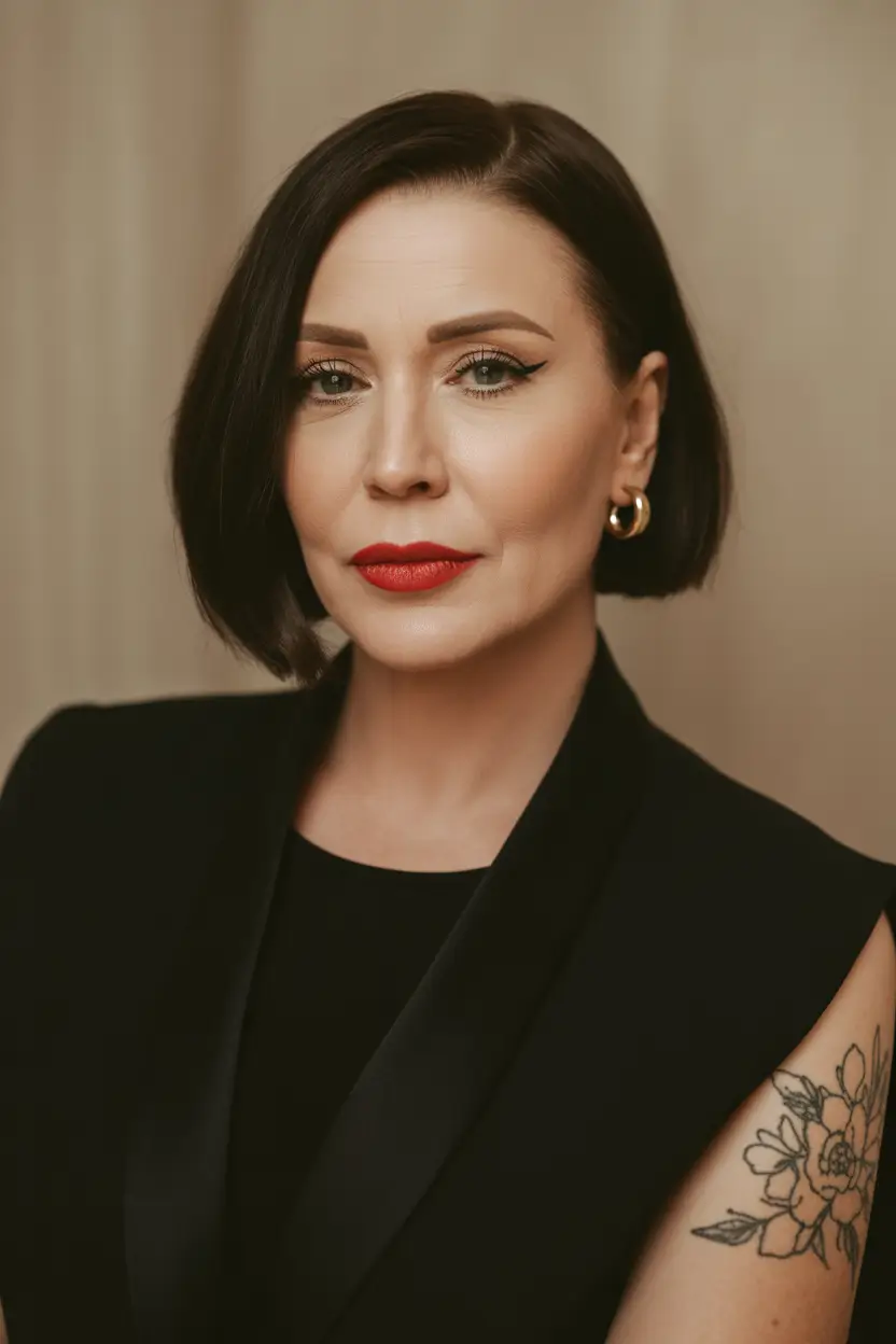 cute spring haircuts for women over 50 2026 Perfectly Sleek Chin Length Bob