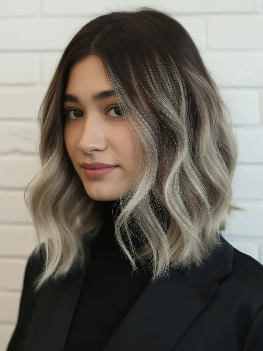 dreamy spring balayage hair color ideas 2026 Cool Beige Melt Bob for Effortless Dimension