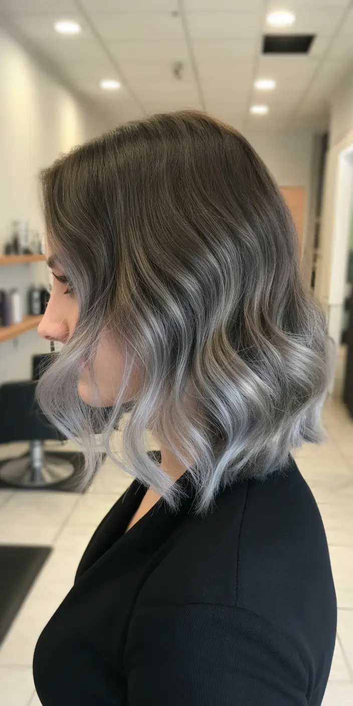 dreamy spring balayage hair color ideas 2026 Smoky Ash Brunette Bob with Modern Dimension
