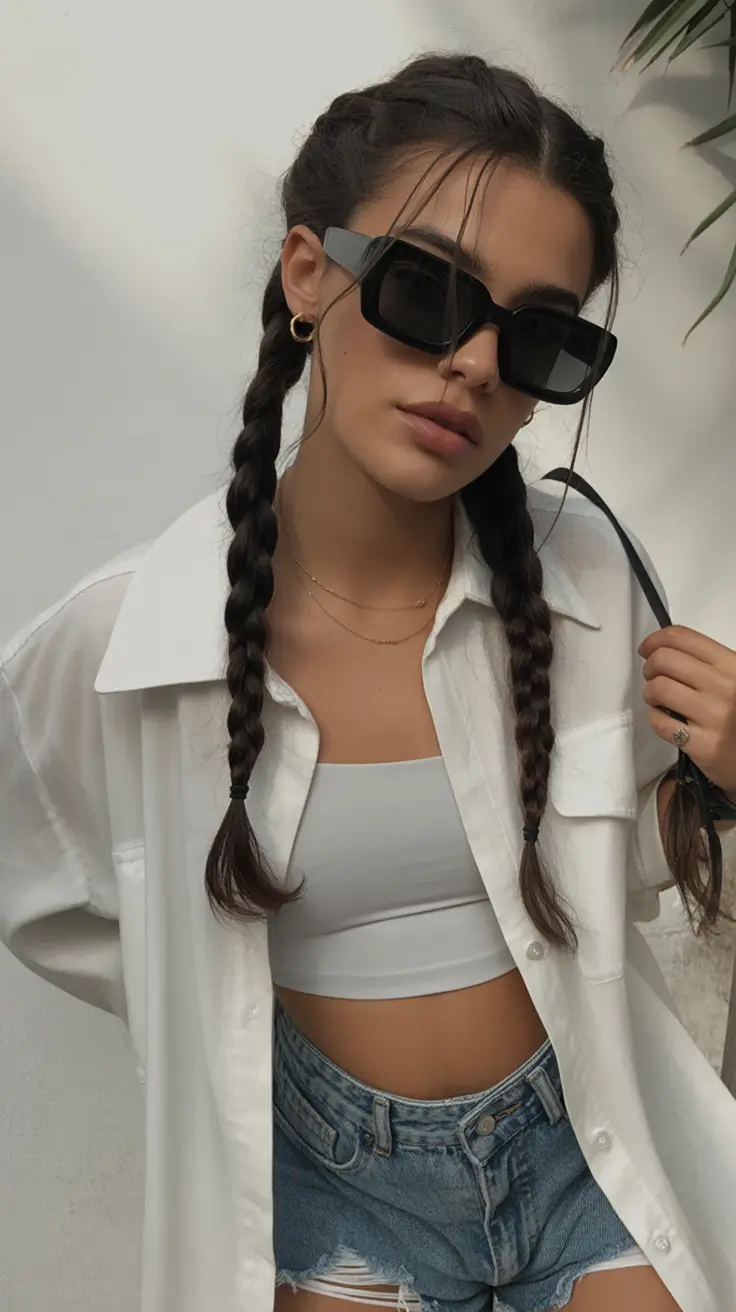 easy spring quick hairstyles 2026 Edgy Center Part Braids With Street Style Finish